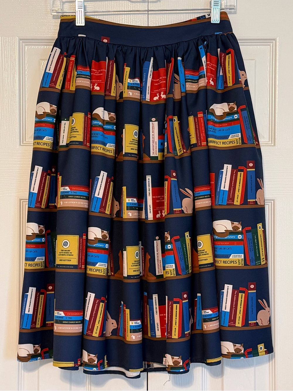 A-Line Bookcase Print Novelty Skirt - Picture 2 of 5